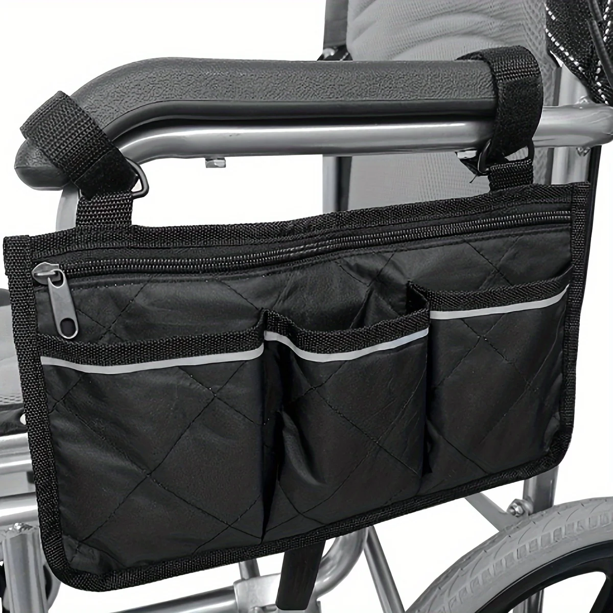 

Push Chair Armrest Storage Bag Side Storage Bag Multi-Function Pocket Wheel Chair Storage Bag With Reflective Strips