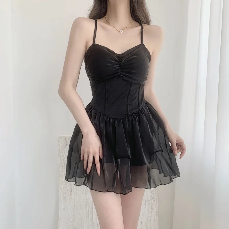 

Fairy-style Body Dress Swimsuit Female Flat Horn Girl Hot Spring Student Hot Spring Sweet Suspender Swimsuit