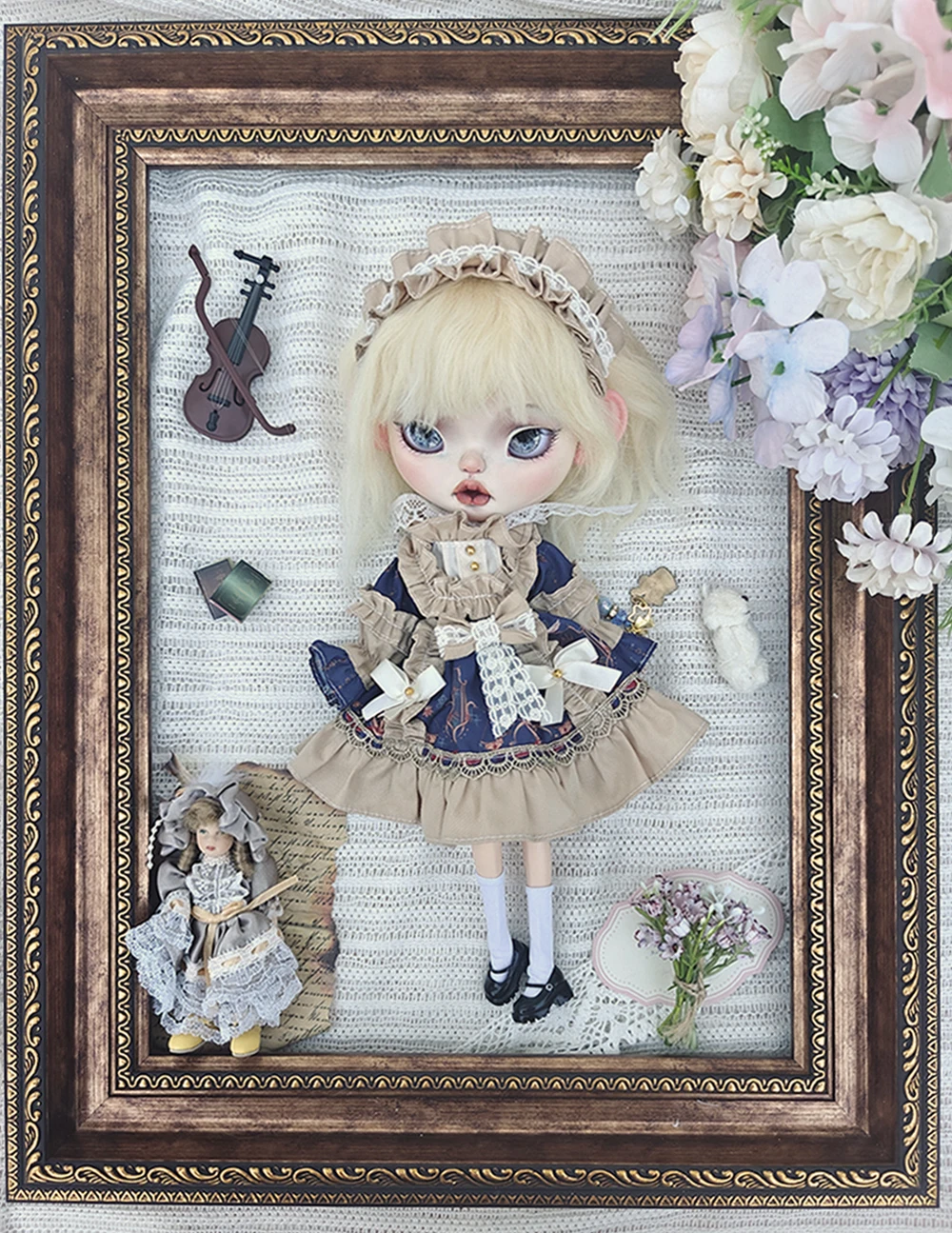 Ubranka dla lalek Blythe Koronkowa Sukienka Księżniczki w Stylu Vintage z Długim Rękawem Akcesoria dla Lalek Ymy Licca Azones Ob22 24 27 Ubrania dla Blythe