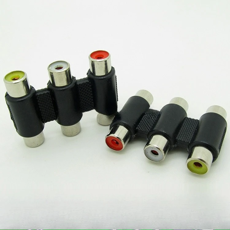 5pcs 3-Way RCA Female to Female AV Coupler - Triple Parallel Ports for Home Theater/Audio Video