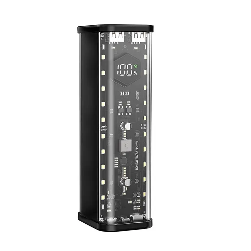 DTB7 4X DIY 8x21700 Power Bank Case, PD 22.5W Fast Charge Battery Storage Box, Cell Holder Shell, Transparent Design, No