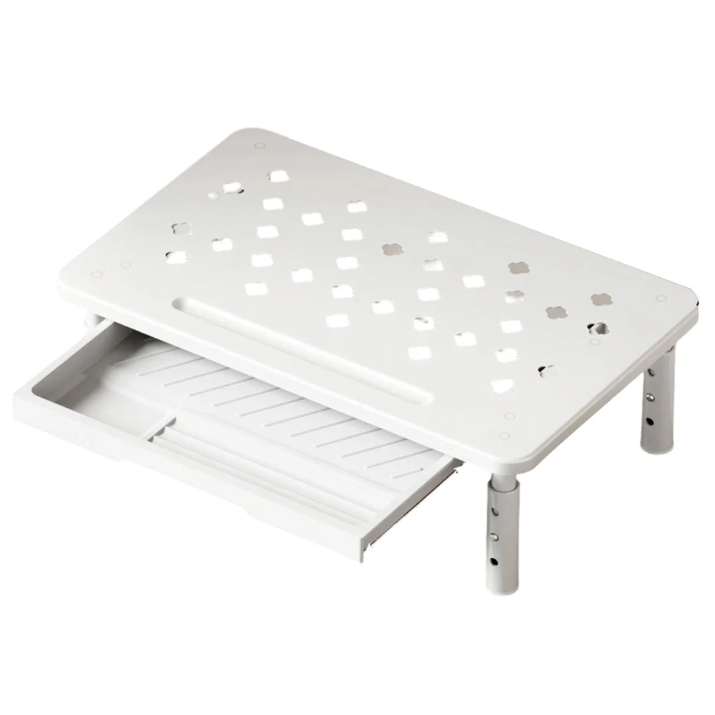 Computer Riser Stand with Height Adjustability Ventilated Base and Drawer for Laptop Monitor and Daily Office Item Storage