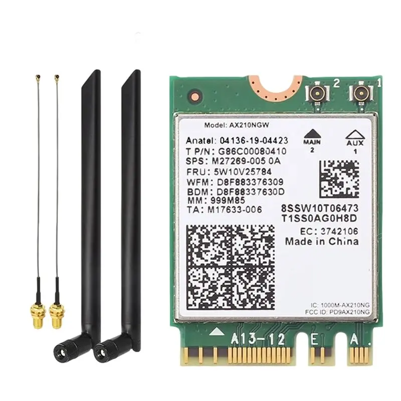 Tri-Band Wifi 6E Wireless Network Card AX210 8DB Antenna BT5.3 5Ghz/6Ghz/2.4Ghz 5374Mbps 802.11AX-A82Z