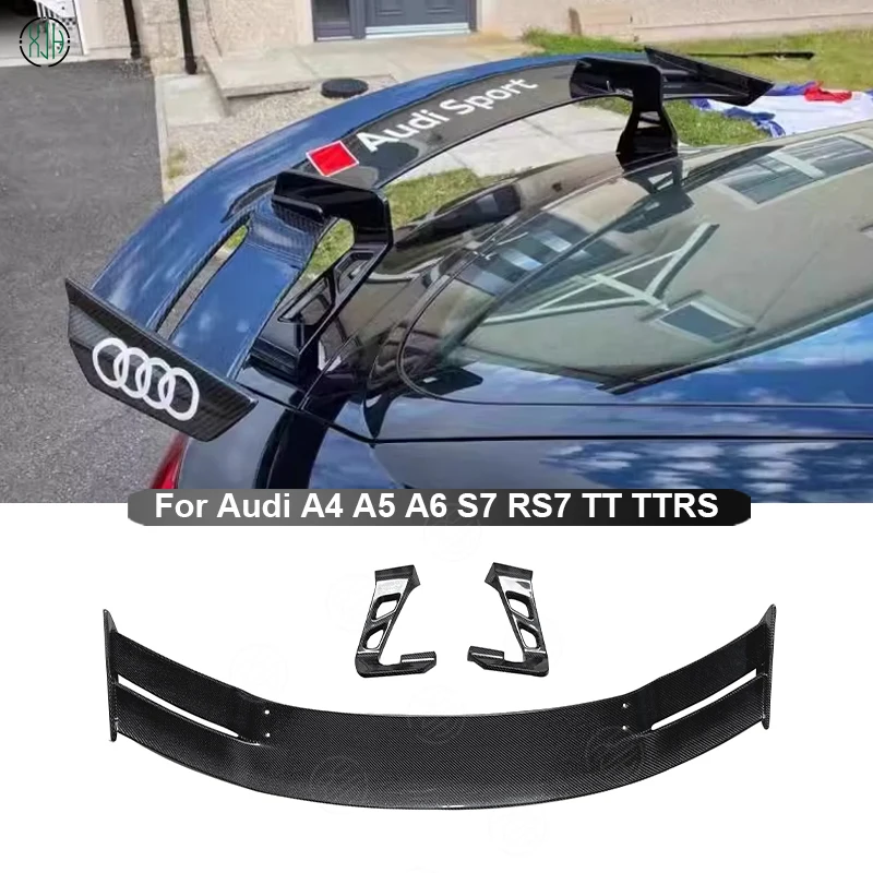 

Carbon Fiber For Audi A4 A5 A6 S7 RS7 TT TTRS Style Car Rear Trunk Spoiler Rear Wing Tail Wing Parts Upgrade Body kit