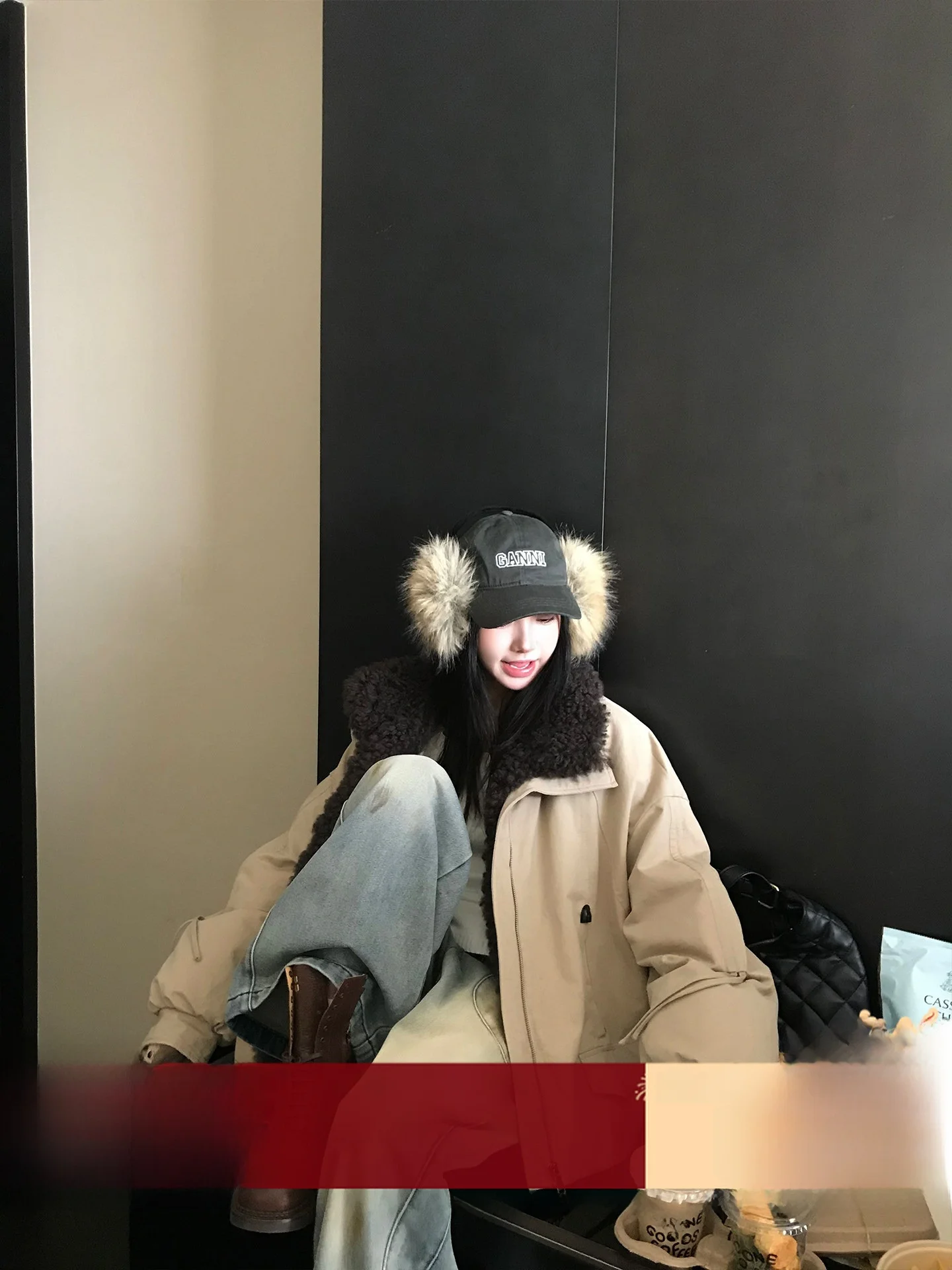 

Heavyweight Luleka eepskin And Goose down Jaet Casual Loose Fit Warmth And Sle White Goose Feather Quilted Coat