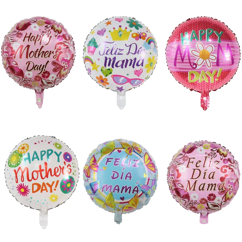 10 Uds. Suministros de decoración para fiestas temáticas del día de la madre, globo de película de aluminio español de 18 pulgadas, globo de feliz día de la madre