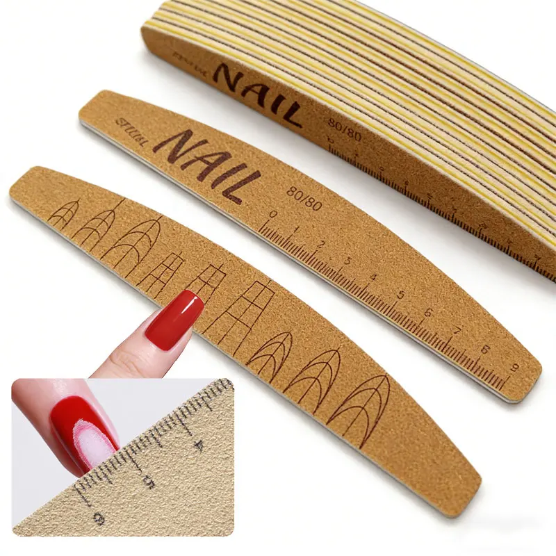 

Пилка-буфер для ногтей с разметкой, двусторонняя, зернистость 80/150/180/240, полукруглая пилка-буфер, принадлежности для нейл-арта, инструмент для маникюра