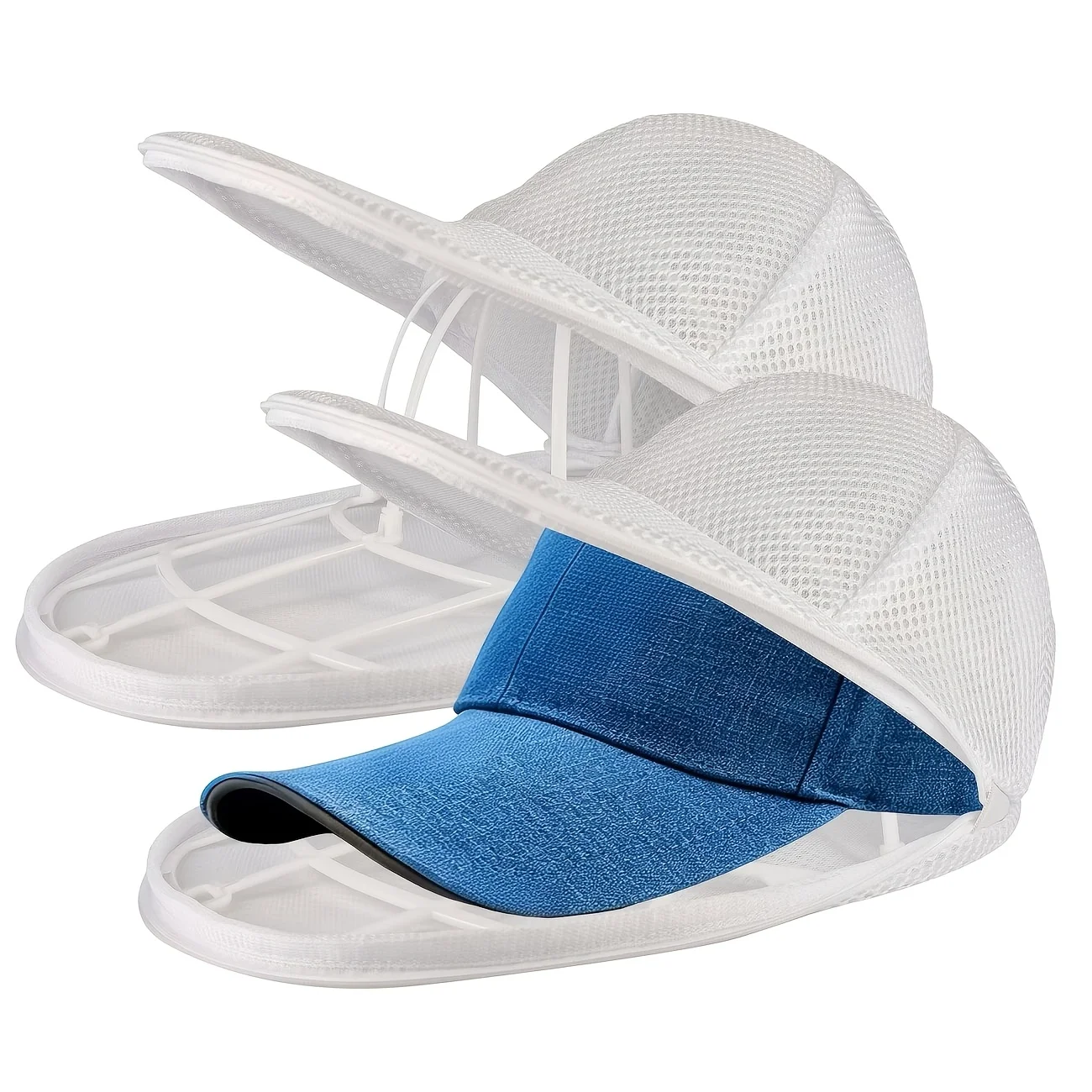 Image of 2er-Set (Wäschesack und Trockengestell), Netz-Reinigungsbeutel für Baseballkappen, Baseballkappen-Reinigungsständer, Hutwaschkäfig mit Trockengestell