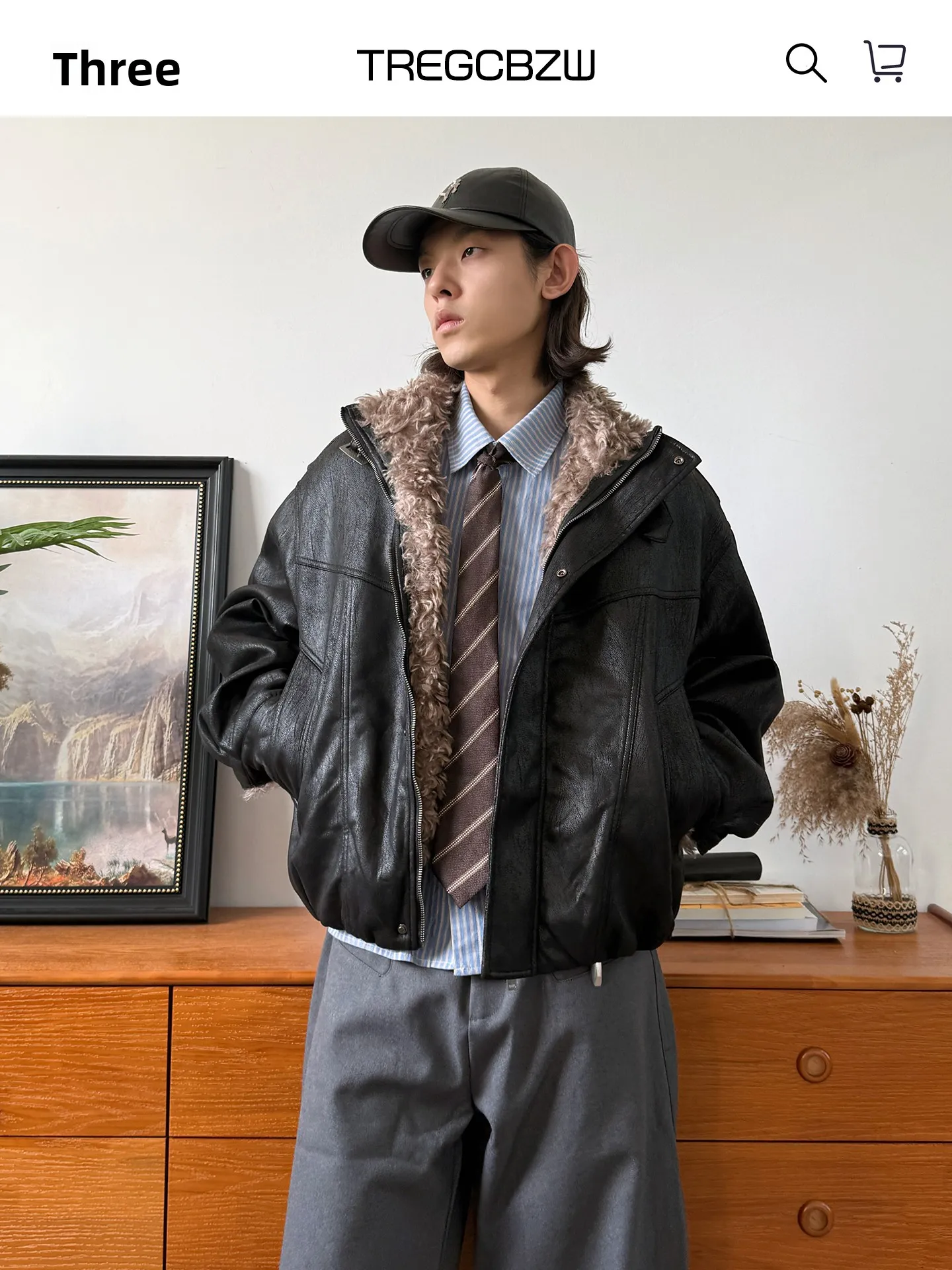 CBZW hiver Thiened Plu PU cuir ort coton Jaet pour hommes Vintage Sli chaleur jeunesse Faion coupe ample fermeture à glissière