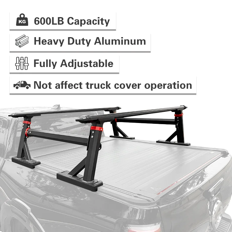For 4x4 Pickup Universal Adjustable Rear Tub Rack Aluminium Track Bed Rack for 2024 2025 2026 Next Gen Ford Ranger Raptor Wild