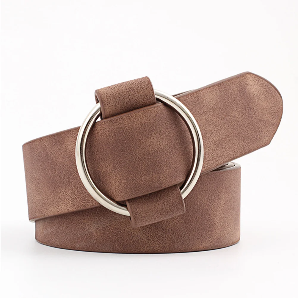 

2Pcs Women Waist Belt PU Wide Round Pin Buckle Durable Solid Strap Perfect for Dresses Jeans Casual Pants