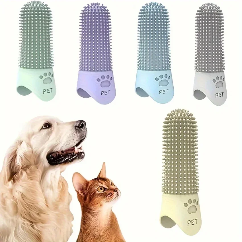 

Soft Silicone Dog Toothbrush 360° Finger Toothbrush for Dogs Cats Durable Pet Finger Brush Tooth Cleaning Tool for All Breeds
