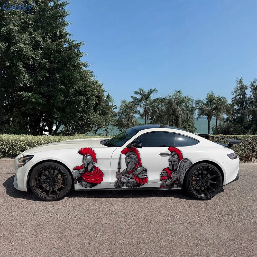 2pcs Brave Spartan Warriors Car Sticker Full Body Decal Decoration Scratches Protect Car Sticker Waterproof Car Vinyl Wraps