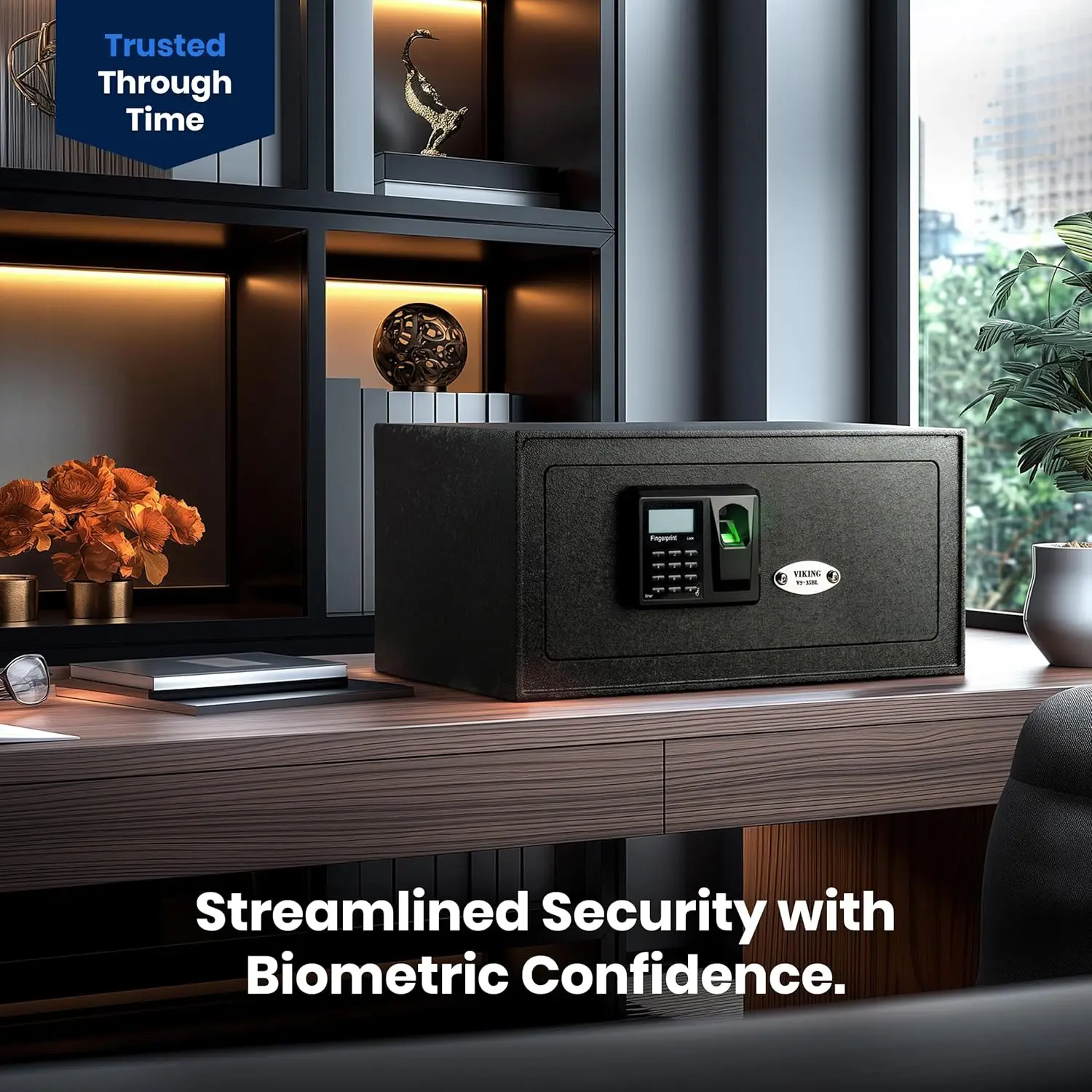 Cofre biométrico resistente do teclado LCD da impressão digital de VS-35BLA