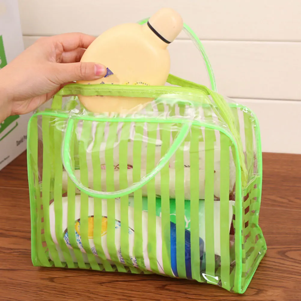 

3Pcs Waterproof Toiletry Bag Clear PVC Makeup Organizer Travel Bag Set Red Green Blue for Beach Camping Essentials