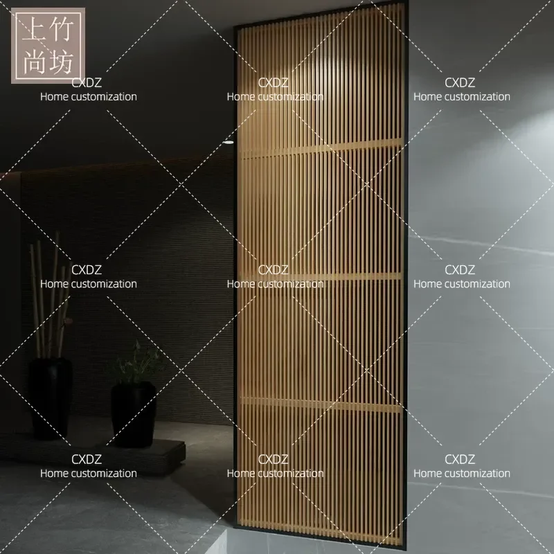 Bamboo Wood Vertical Strip Screen Entrance Partition Door Blocking Divider for Tea Space Hotel 2025 New Fine Grille Decor
