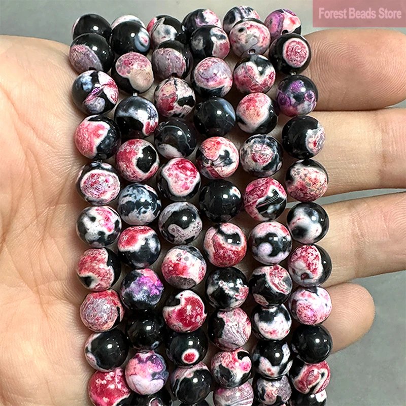Perles Rondes en Pierre Naturelle Rouge, Agate de enquêter Craquelé, Onyx, 6/8/10mm, pour Collier et Bracelet, 15 en Vrai, DIY