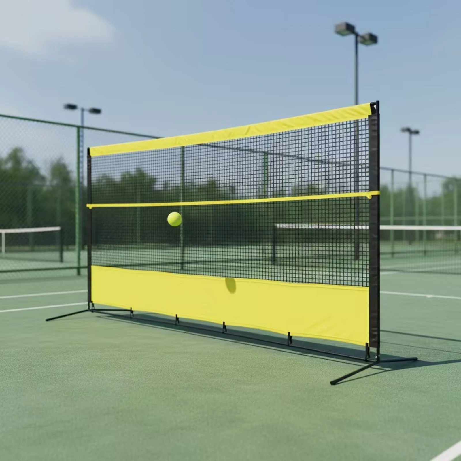 Filet de rebond de tennis avec sac, filet d'entraînement de tennis portable, rebondisseur d'entraînement, équipement sportif durable et robuste pour les entraîneurs