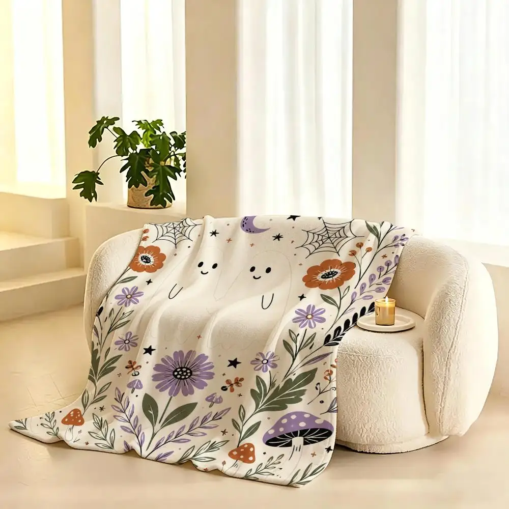 Enchanting Haunted Ghost Garden Throw 240g flannel blanket, suitable for sofas, beds, offices,  exquisite gift blankets