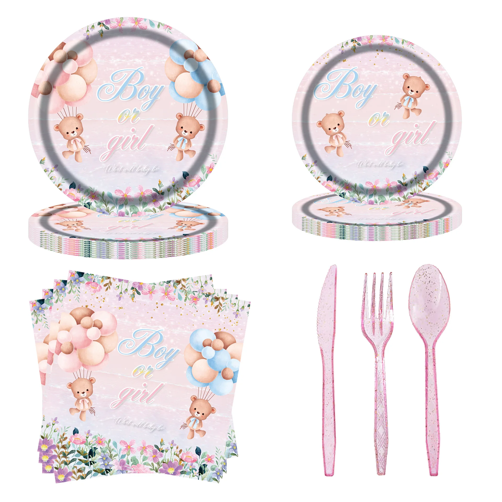 Disney Disposable Tableware Gender Reveals Little Bear Theme Party Set