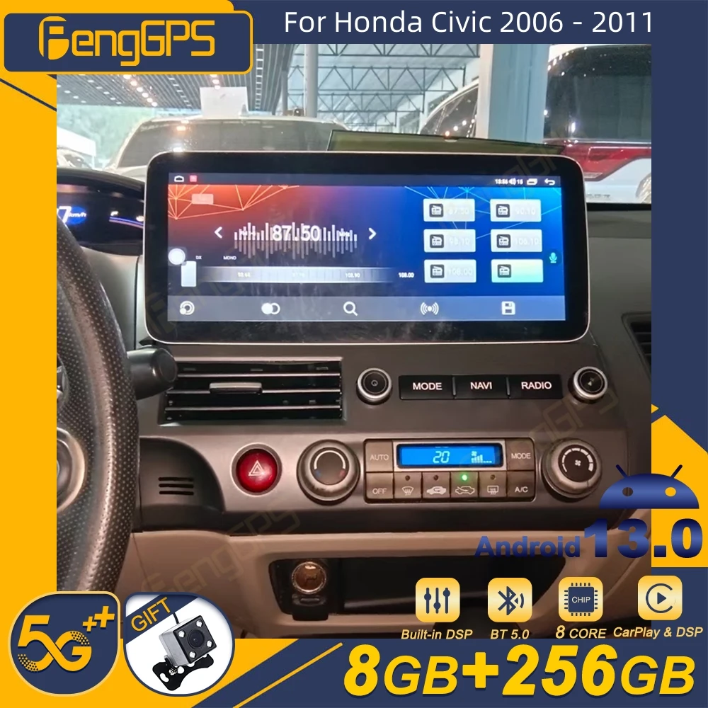 

For Honda Civic 2006 - 2011 Android Car Radio Tesla Screen 2Din Stereo Receiver Autoradio Multimedia Player GPS Navi Head Unit