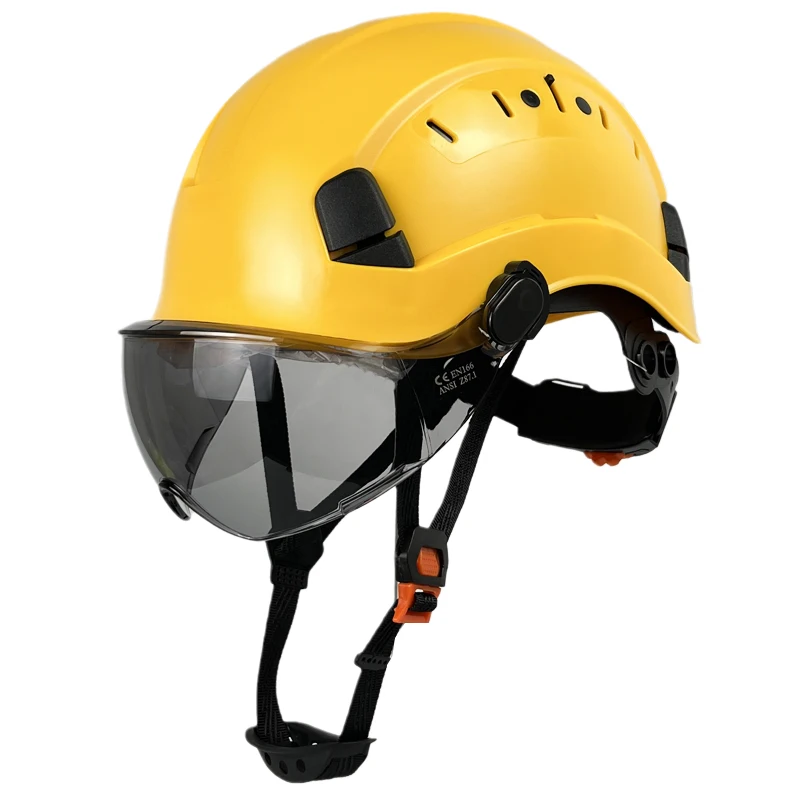 

Construction Safety Helmet With Goggles Visor High Quality ABS Hard Hat Light ANSI Industrial Work Head Protection Rescue