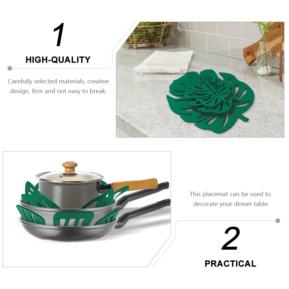 

24 Pcs Monstera Felt Coasters Heat Proof Insulated Mat Firm Creative Design Home Decoration Banquet Holiday Gift