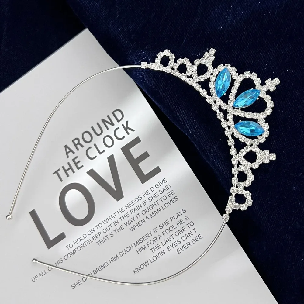 أزياء سبيكة الأميرة عقال للرأس على شكل تاج عيد ميلاد اكسسوارات الشعر مجوهرات الأميرة عقال رباط شعر حجر الراين تيارا