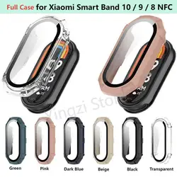PC+Glass Full Cover Case for Xiaomi Mi Band 10 9 8 Screen Protector Film for Mi Smart Band10 9 8 NFC Watchband Protective Cases