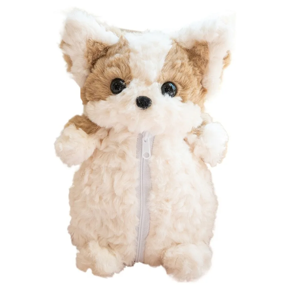 

Corgi Little Dog Doll Pencil Bag Plush Stuffed Dog Doll Stationery Bag Large Capacity Simulated Little Dog Pen Pouch Stationery