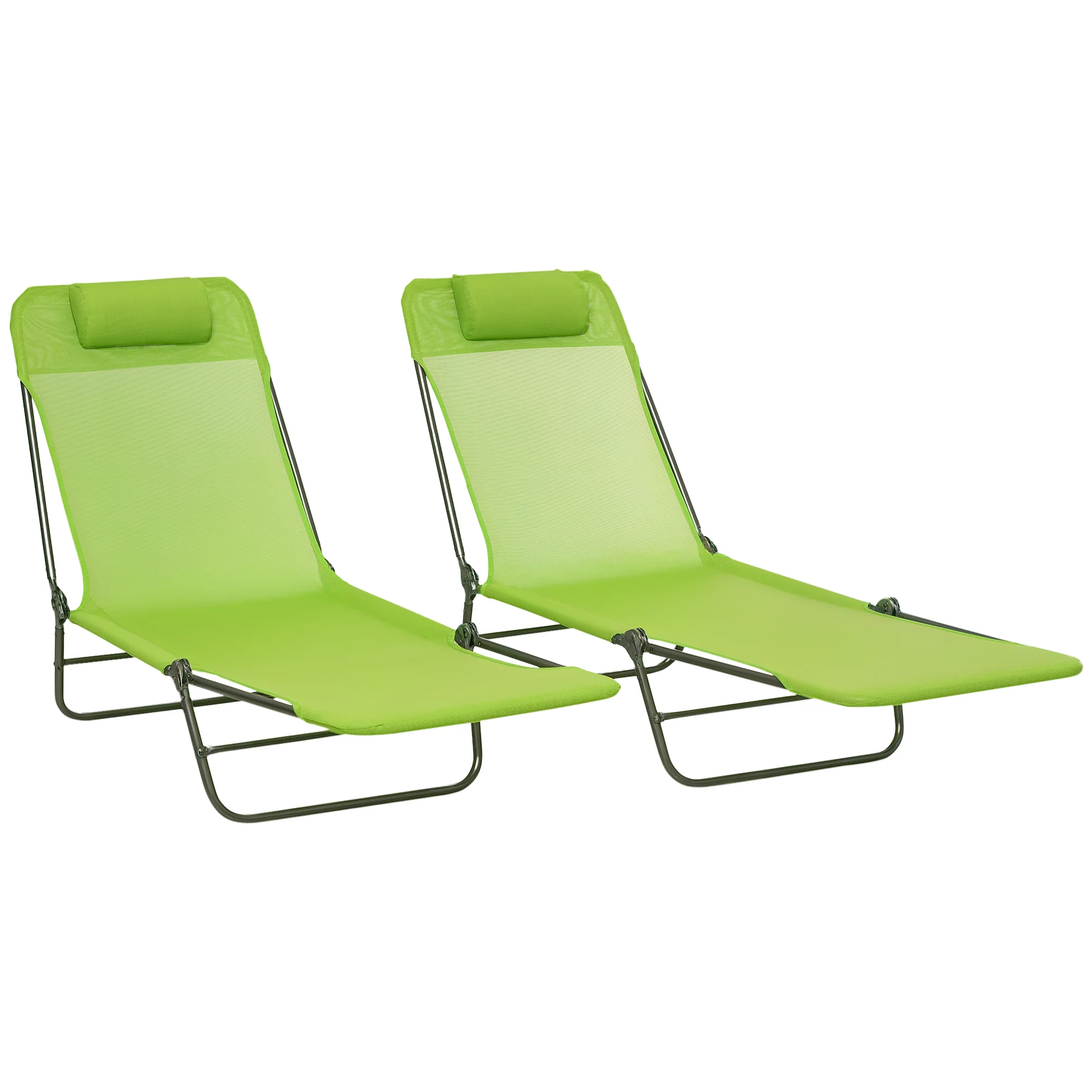 

2 Pack Folding Sun Lounger 5-Position Recline Breathable Oxford Fabric for Beach Pool Camping 265 Lbs Black