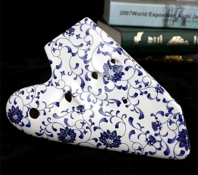 Three-pipe ocarina blue and white light blowing professional alto F key 3 wind instrument