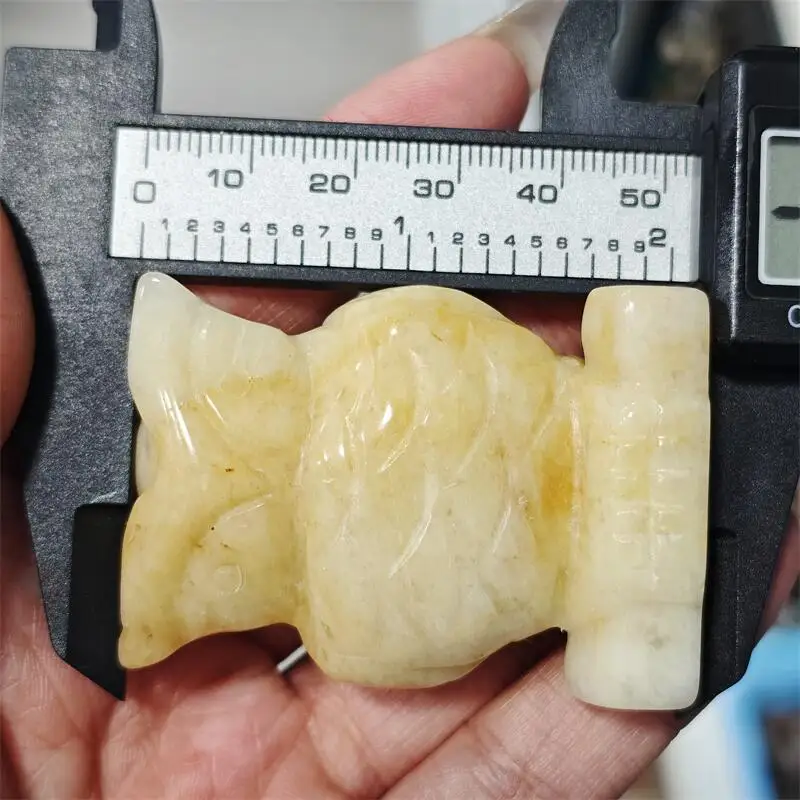 Natural Yellow Quartz Owl Carving Crystal Healing Reiki Halloween Gift Festival Craft For Room Decoration 1pcs