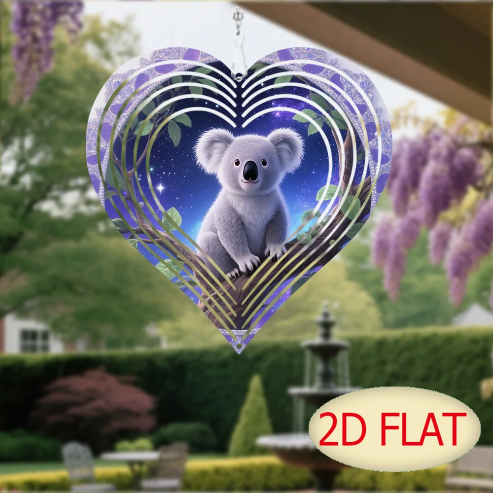 Carillon éolien Koala rotatif à 360 degrés - Décoration solaire pour extérieur/intérieur, sans piles, avec chaîne de suspension