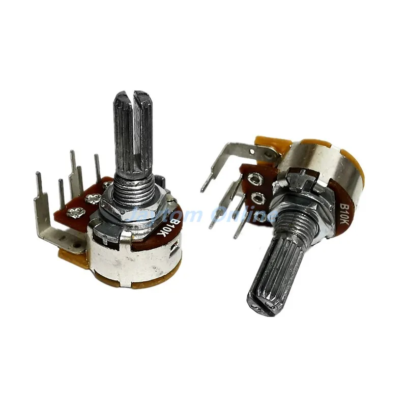 2pcs WH148 Type 5pins Internal Bending Foot with Switch Potentiometer 16 type Carbon Film B10k Handle Length 20mm Plum Shaft