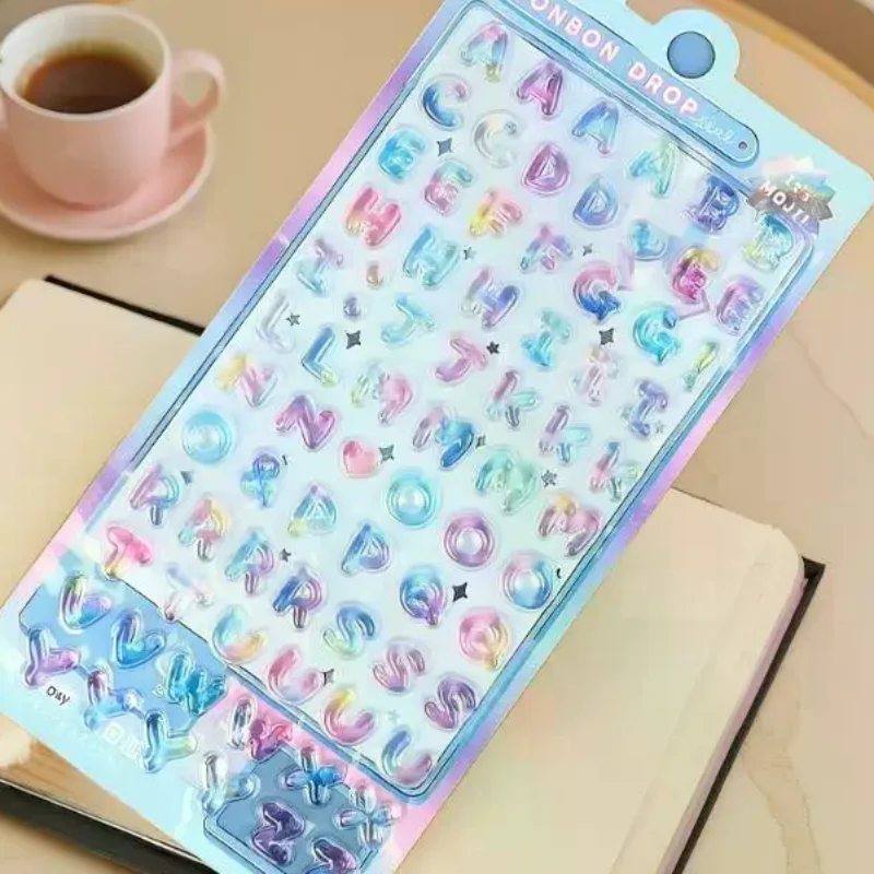 

Красочные 3D мультяшные рельефные наклейки с алфавитом «сделай сам», журнал-планировщик, фотоукрашения, студенческие награды, наклейки, канцелярские принадлежности