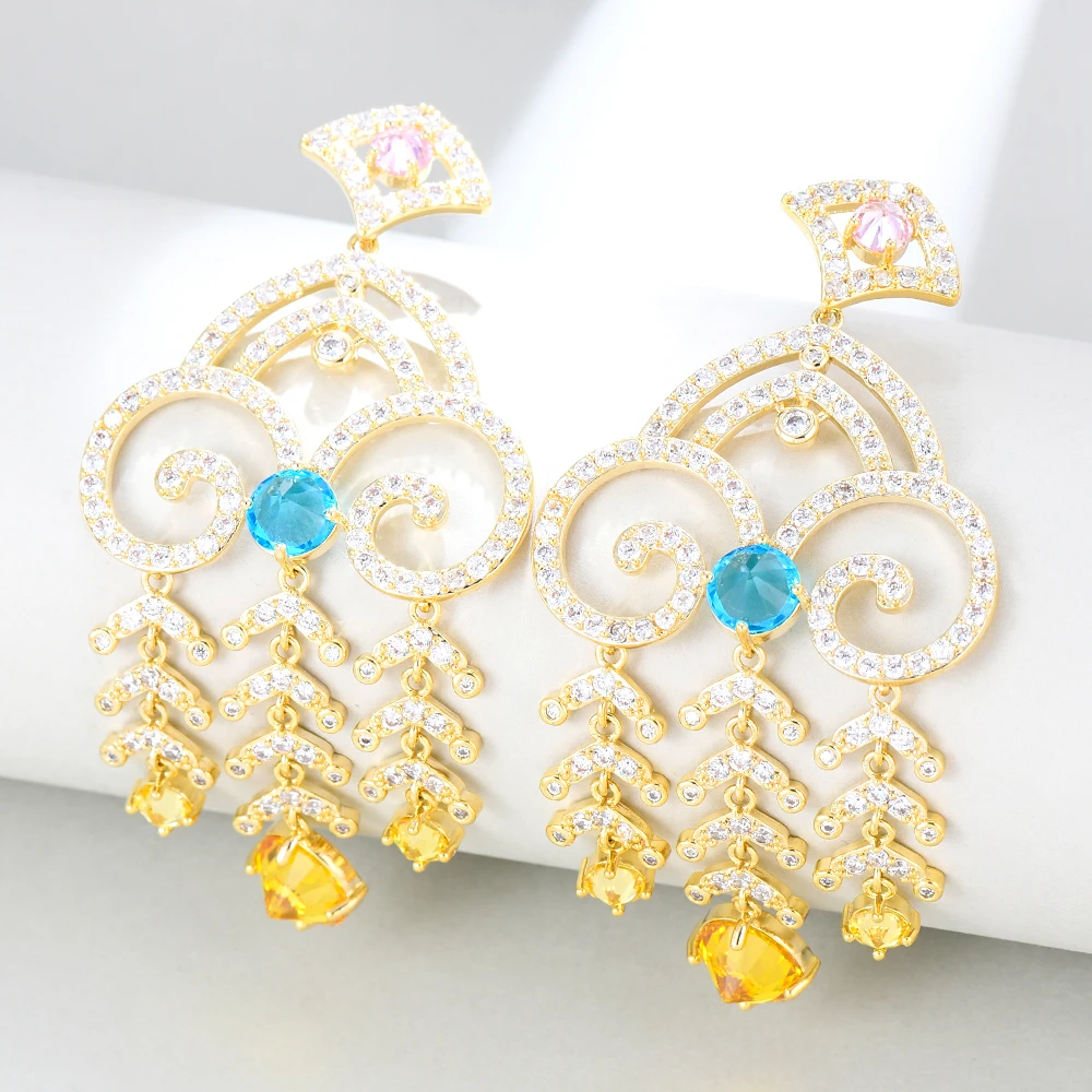 

Missvikki Vintage Shiny Pendant Earrings for Women Girl Daily High Quality Charm Gorgeous Full CZ Noble Lady Bridal Accessories