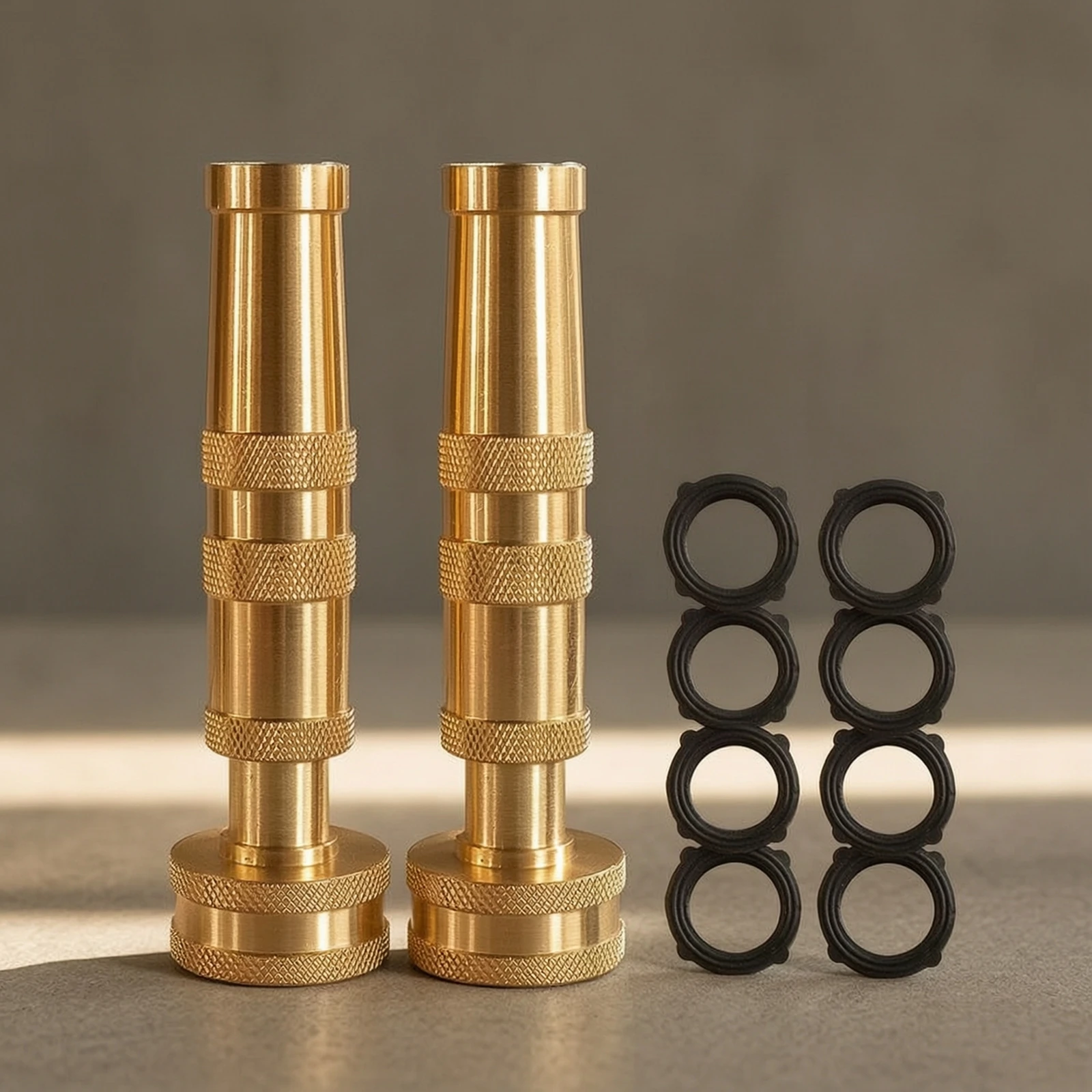 2 Pieces Hose Nozzle with Washers Leakproof Brass Hose Nozzle Metal Heavy Duty for Gardeners, Car Washing, Outdoor Cleaning