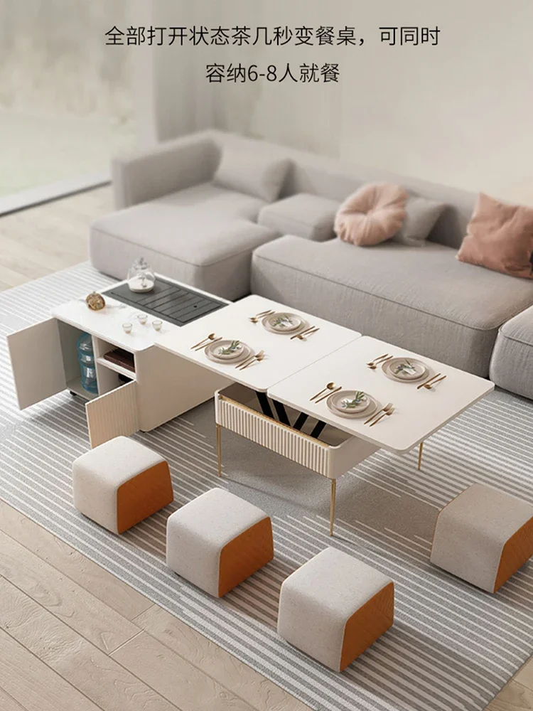 Coffee Table Dual-Use Lifting and Foldable Living Room Smart Integrated Stone Plate Removable Tea Table