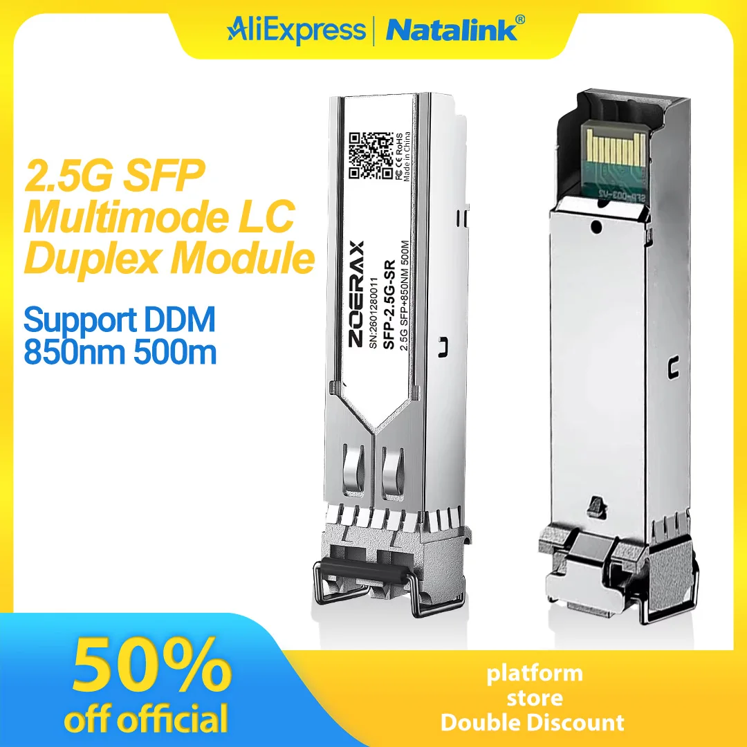 

Модуль SFP Natalink 2.5G, многомодовый, LC Duplex, 850 нм, 500 м, DDM-трансивер, совместимый с Cisco, TP-Link и другими сетевыми коммутаторами