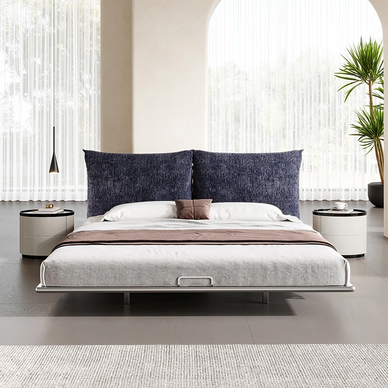 Modern minimalist, steel frame suspension bed 1.8 meters simple soft bag bed