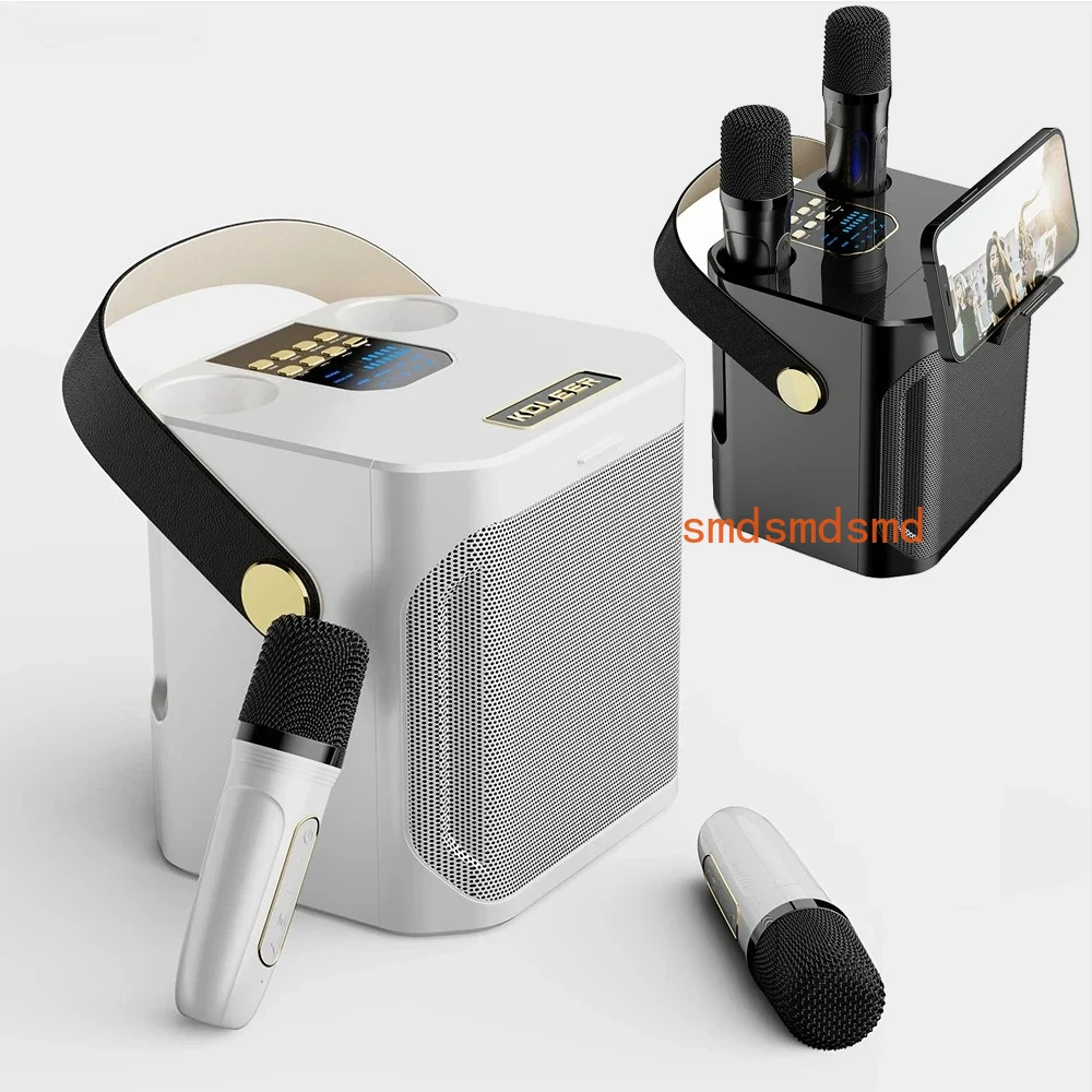 

High Power Karaoke Bluetooth Speaker Portable 360 Stereo Surround Waterproof Wireless Subwoofer with 2 Mic Boombox music player