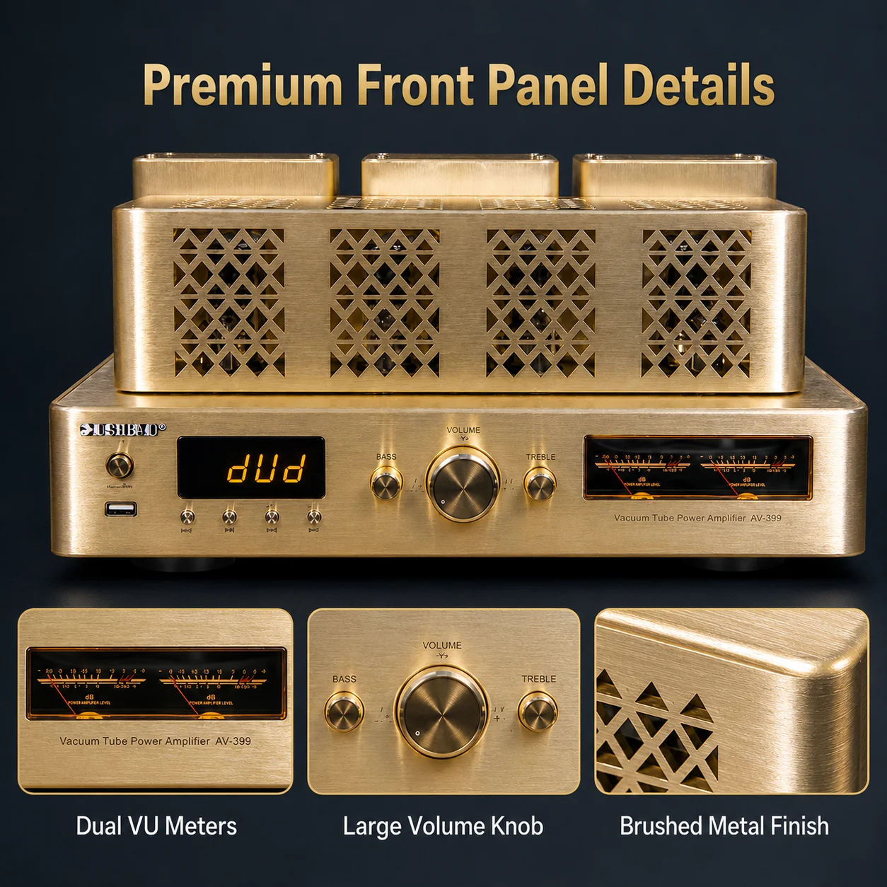 200W+200W High Power Fever Hifi Tube Amplifier Pre-stage Auido Speaker Amplifier Home Theater Bluetooth 5.0 Support 4/8Ω Speaker