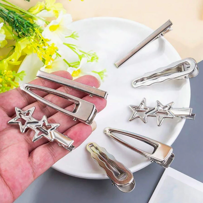 8 Stück Mädchen-Haarspangen Silberne Metall-Entenschnabelclips Damen-Haarklammern Seitliche Ponyclips Damen-Haarspangen Haaraccessoires – Detail 7