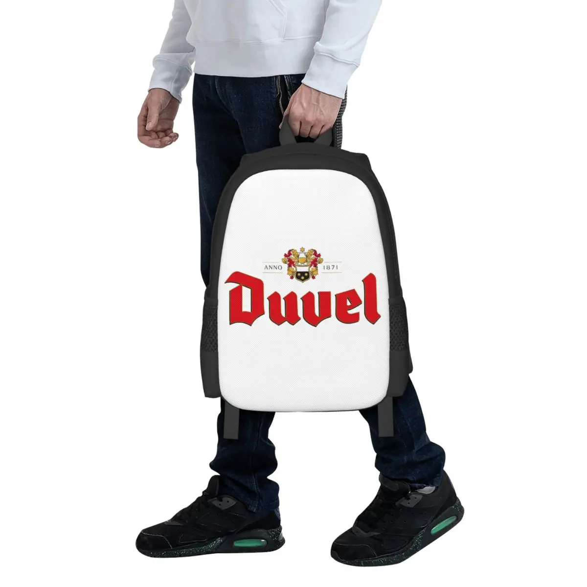 

Custom Duvels Logo Student Backpack School Bag Hiking Travel Daypack for Men Women Fashion Bookbag Shoulder Bags