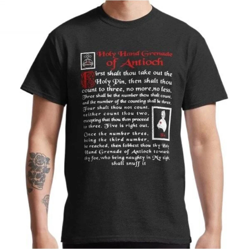 Camiseta de regalo de Monty Python The Holy Hand Grenade of Antioch 0316, ropa gráfica del caballero negro, Rey Arturo, S-6XL