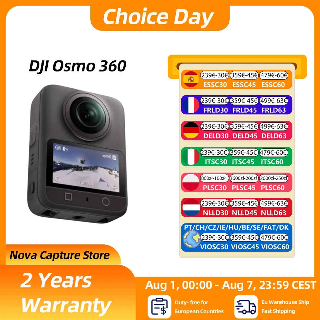 DJI Osmo 360 Standard Bundle 360-Grad-Kamera mit 1 Zoll 360-Grad-Objektiv °   360-Grad-Bildgebung °   Video in 8K Native 360 °   Foto mit 120MP wasserdichtem Osmo 360