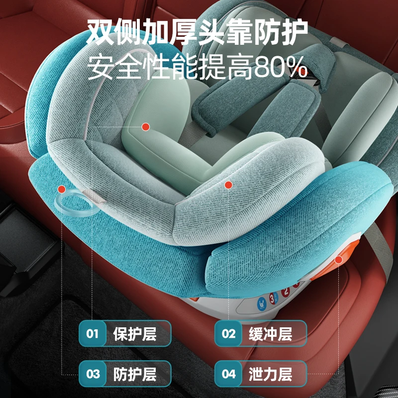 Kindersitz, Autogebrauch, Babyauto, 360-Grad-Drehsitz, 0–12 Jahre, kann sitzen oder liegen