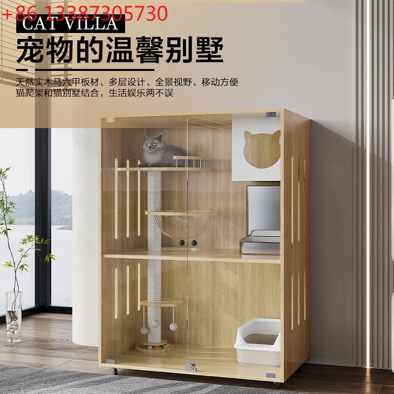 

Cat villa solid wood cat cage home space cat house luxury indoor climbing frame