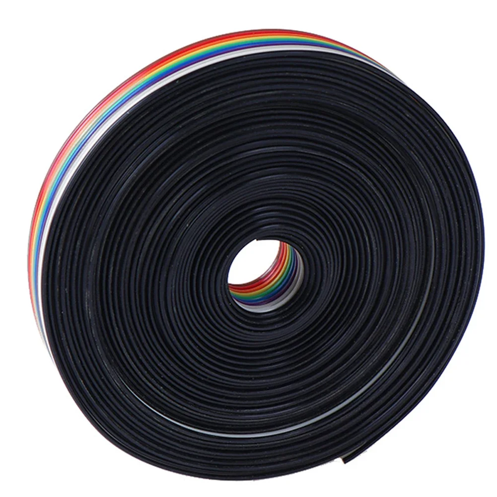 5m 10 Pin 28AWG Flat Rainbow Ribbon Cable 1.27mm Pitch IDC Connector For PCB Wiring And Electronic DIY Projects